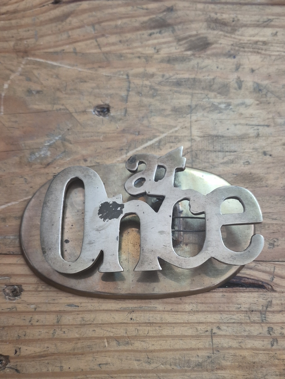 Vintage Solid Brass at Once Paperweight